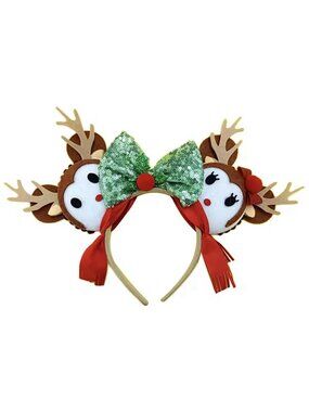 DISNEY 3-D Plush REINDEER MOUSE EARS XMAS Holiday HEADBAND Hairband NEW